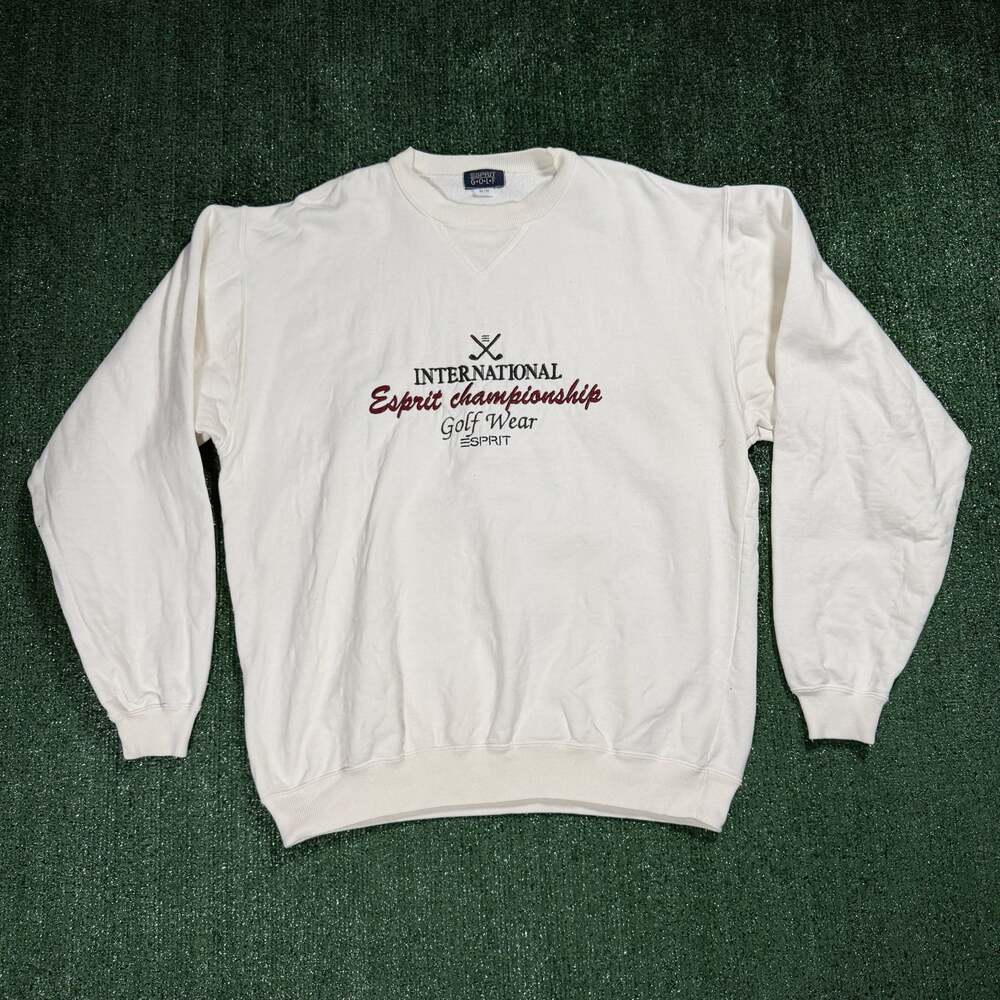 Vintage 90s Esprit Golf Wear Embroidered Sweatshirt Off White Medium Skater